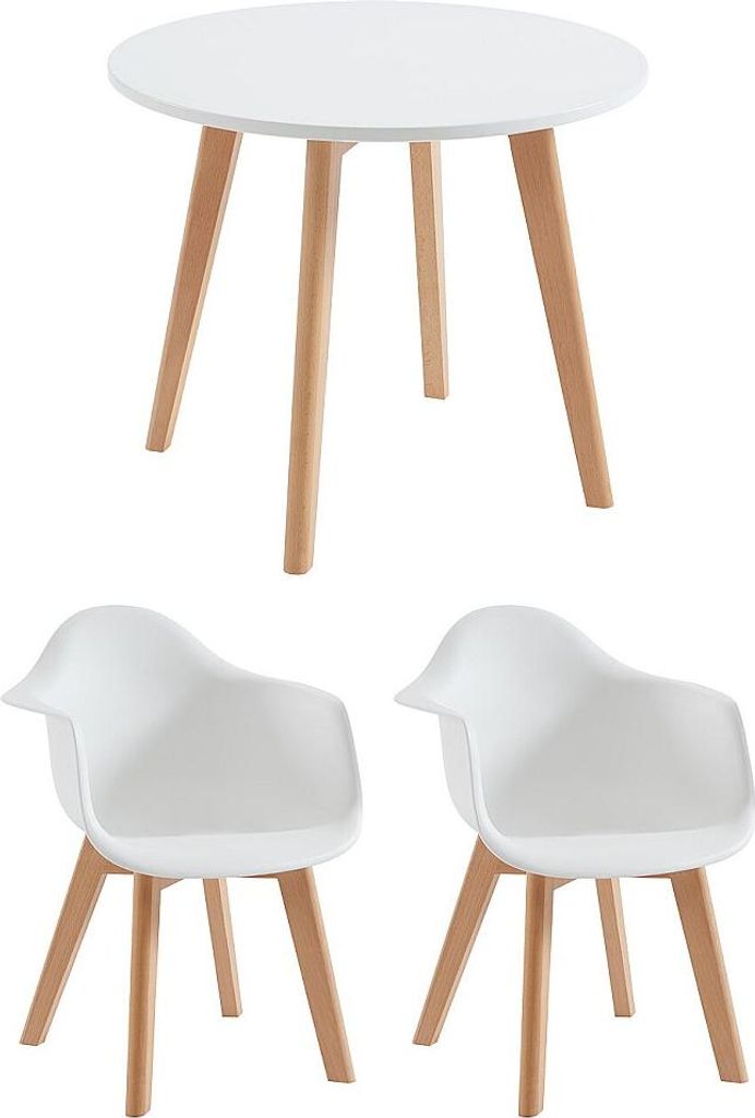 LOULOUNE Kindertischset + 2 POUPINETTE Stühle - Weiß Produktbild 