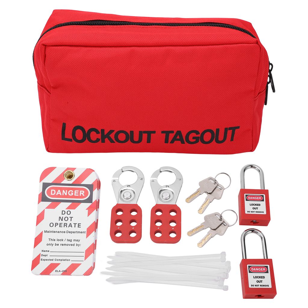 Lockout-Tagout-Kit - Elektrisches Loto-Set mit Sicherheitsvorhängeschlössern, Haspen und Loto-Tags