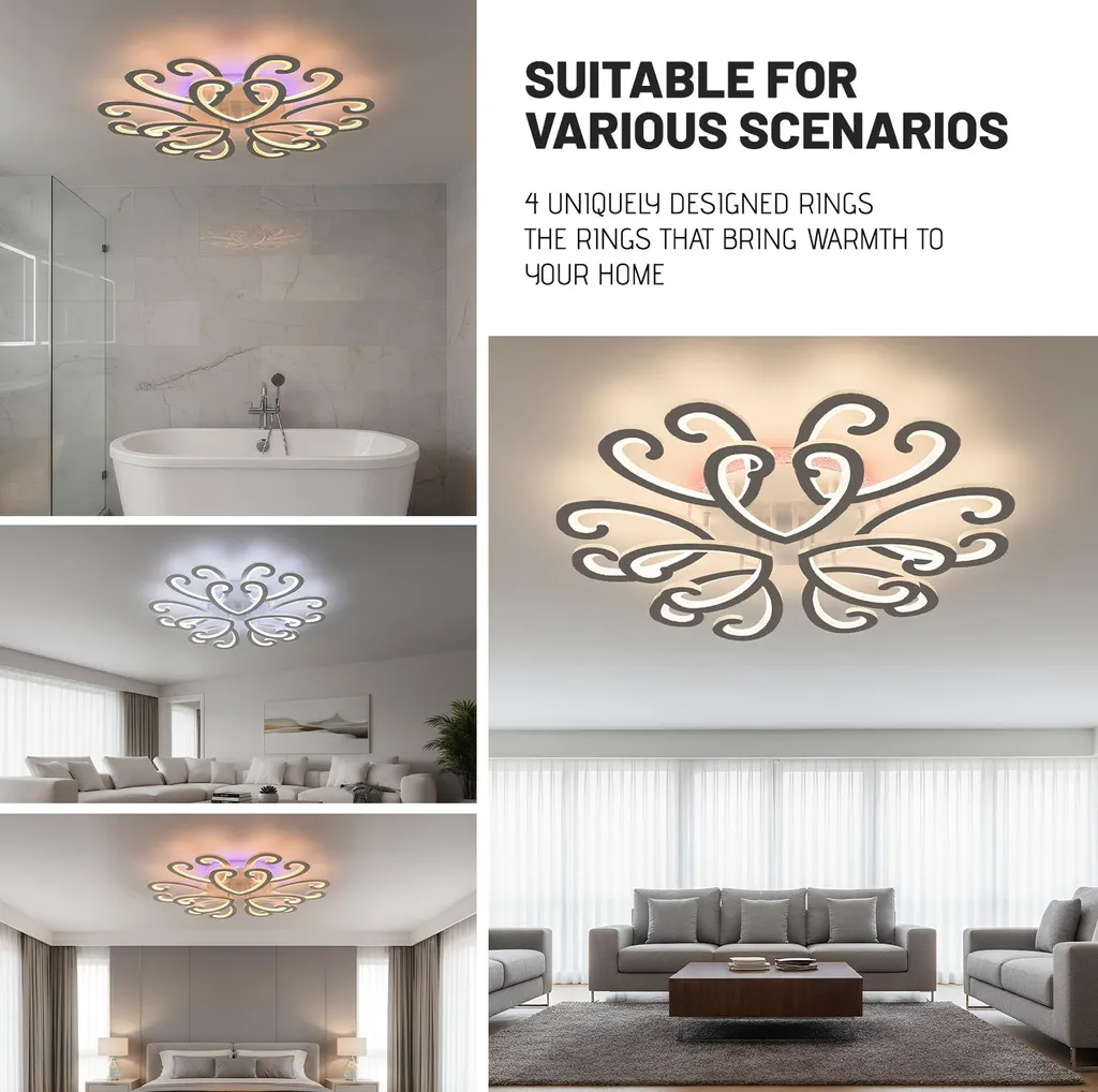 Lustre Plafonnier Blanc 100W à Intensité Variable avec Rétroéclairage