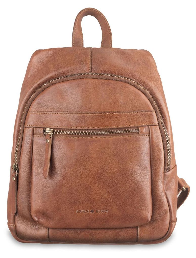 GREENBURRY Leder Freizeitrucksack Rucksack Colombiana City Backpack Nougat braun