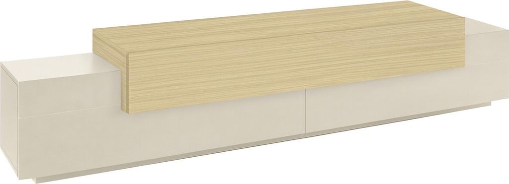 Dmora TV-Schrank Curino 240x45x51,5 cm Beige, 3 Regale, 4 Fächer