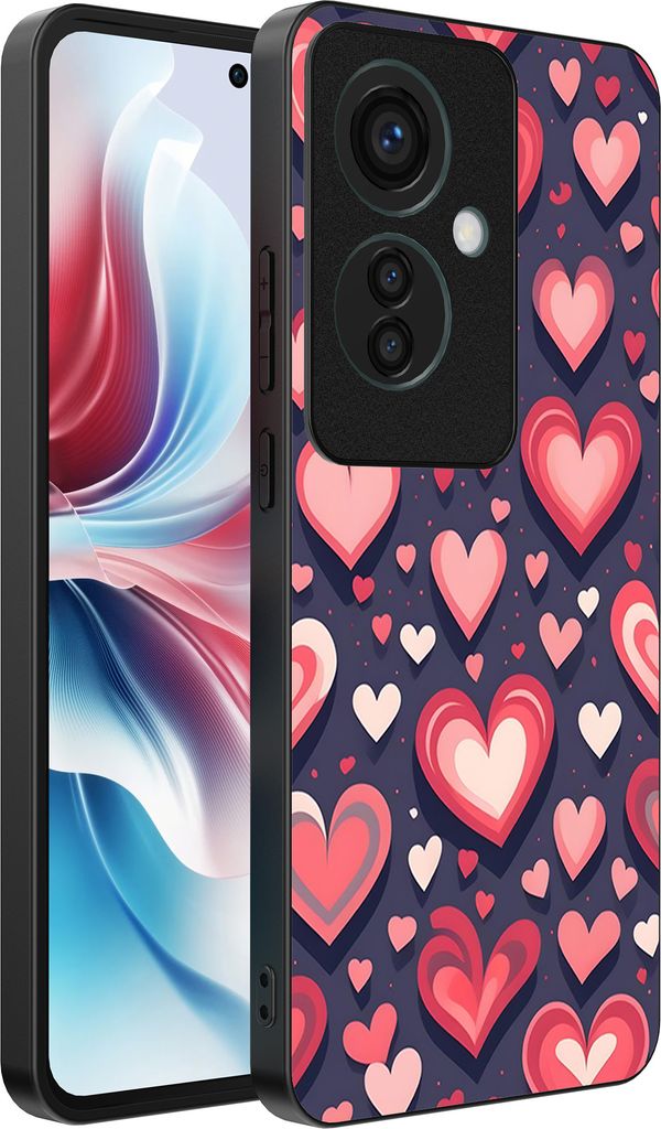 Smartphonica Handyhülle passend für Oppo Reno 11F mit Herz Druck - TPU Backcover Fall mit Herz Design
