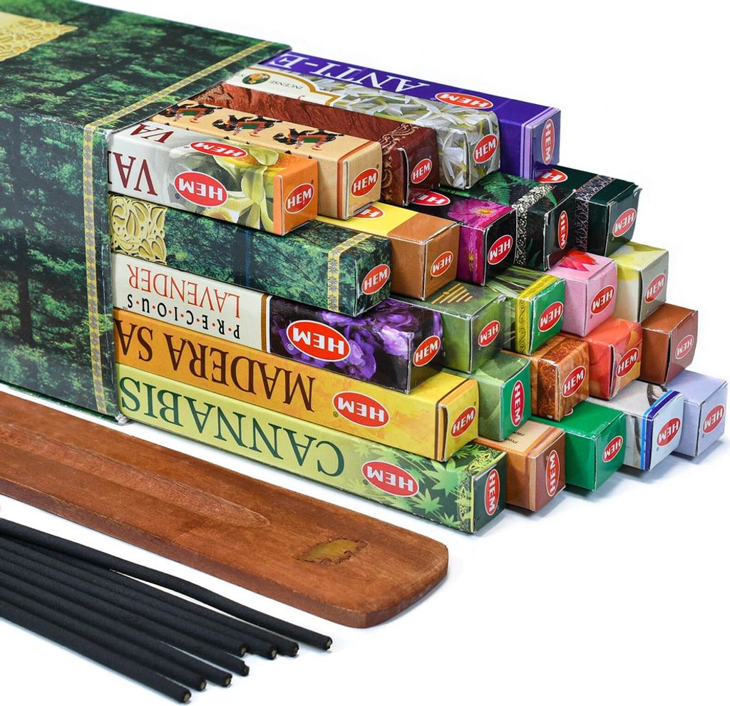 Kadzidła HEM mix + drewniana podstawka 200szt Zdjęcie produktu