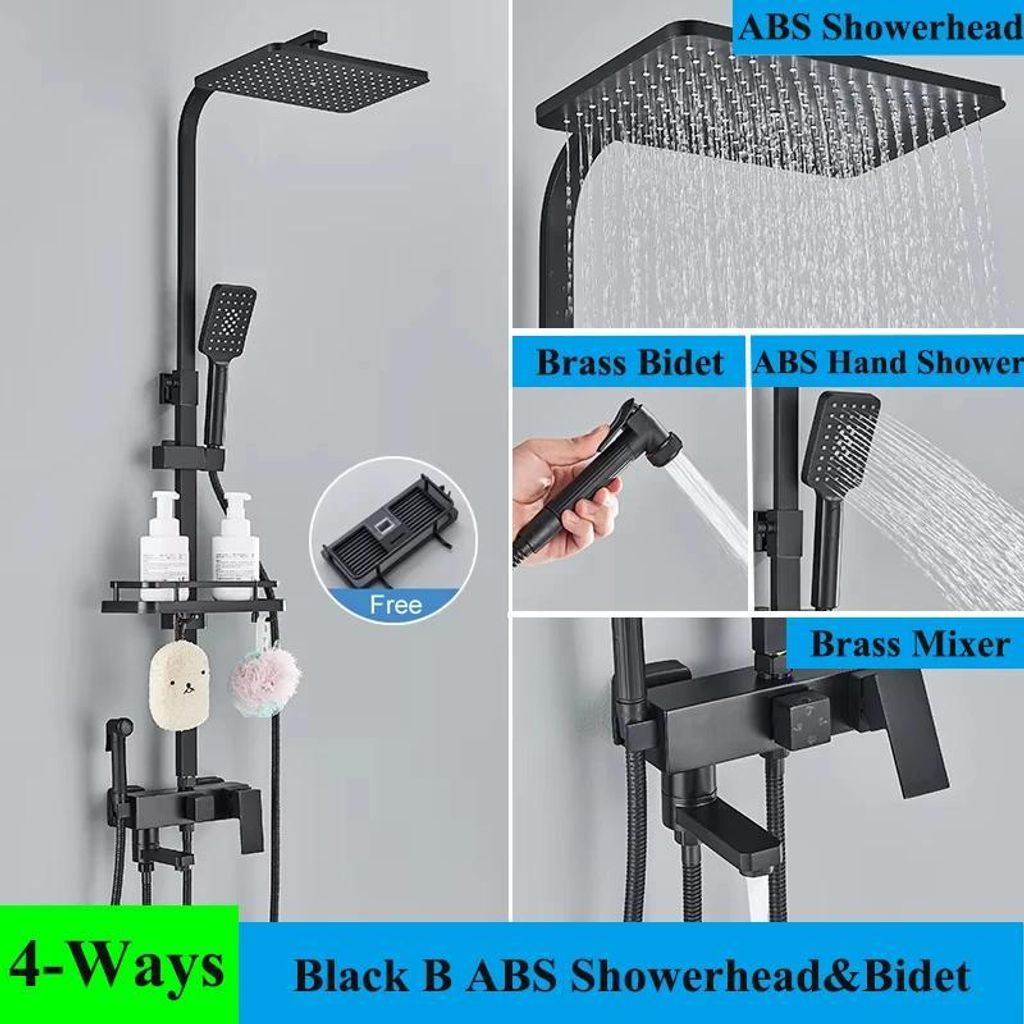 Regendusche Duschsystem - Wandmontiertes Wannen-/Duschset - Schwenkauslauf 15 cm - Einhebelmischer warm/kalt - Keramikkartusche - Messing & 304 Ede...