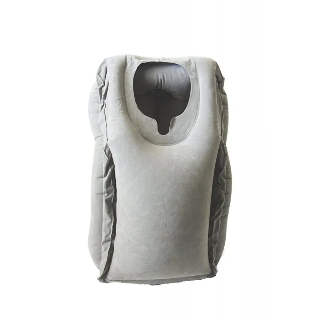 Coussin de voyage gonflable ergonomique avec support bras intégré Gris - 4