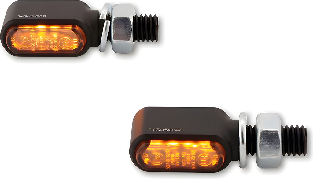 HIGHSIDER pro Little Bronx LED Indicator Gehäuse Schwarz / Linse Rauchgrau (Paar), Vorn & Hinten