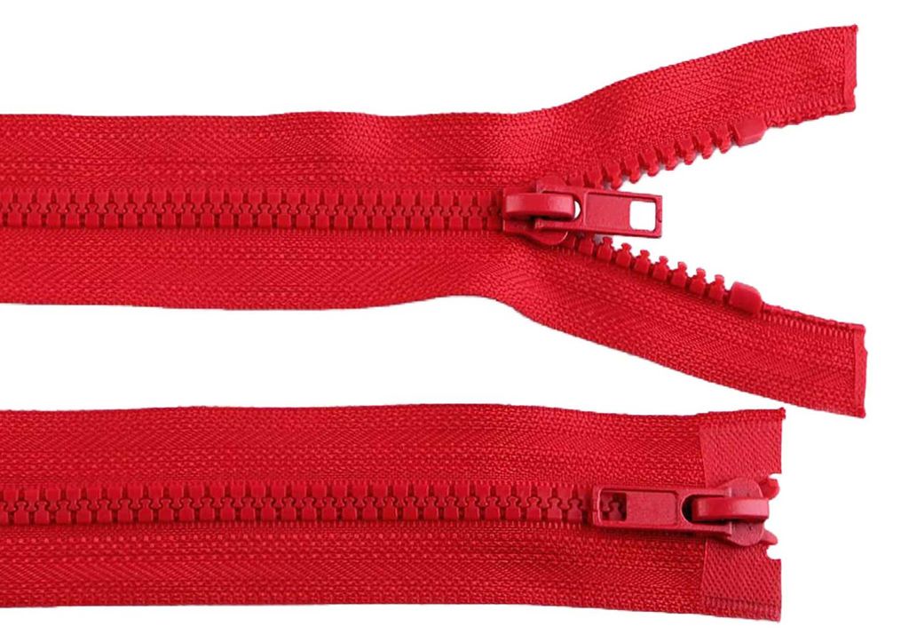 1 Reißverschluss 2-Wege 5mm 70 cm teilbar Autolock Doppelzipper rot
