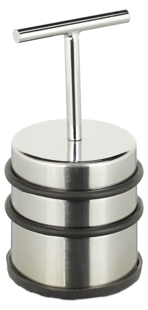 Türstopper mit Griff, für Türen und Fenster, hoch, rund, für den Innenbereich, Gummi, Edelstahl-Bodenpolierscheibe, Ø 7 cm, silber