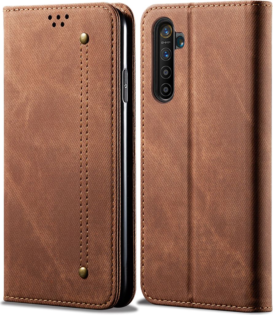 OPPO Realme X50 Pro Hülle, LaimTop Denim Leder Brieftasche Magnetverschluss Flip Bookstyle Schutzhülle mit Standfunktion für OPPO Realme X50 Pro...