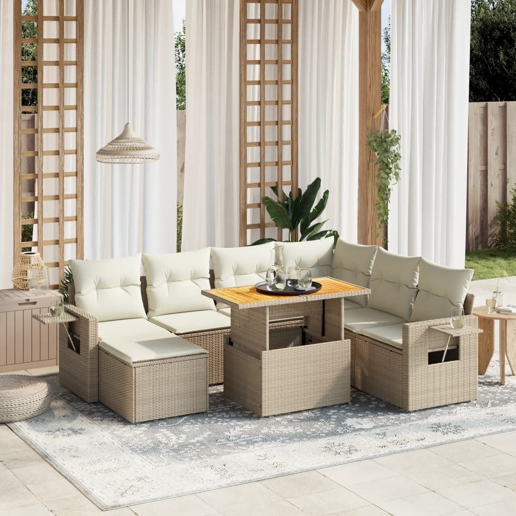 Maison Exclusive - 8-tlg. Garten-Sofagarnitur mit Kissen Beige Poly Rattan