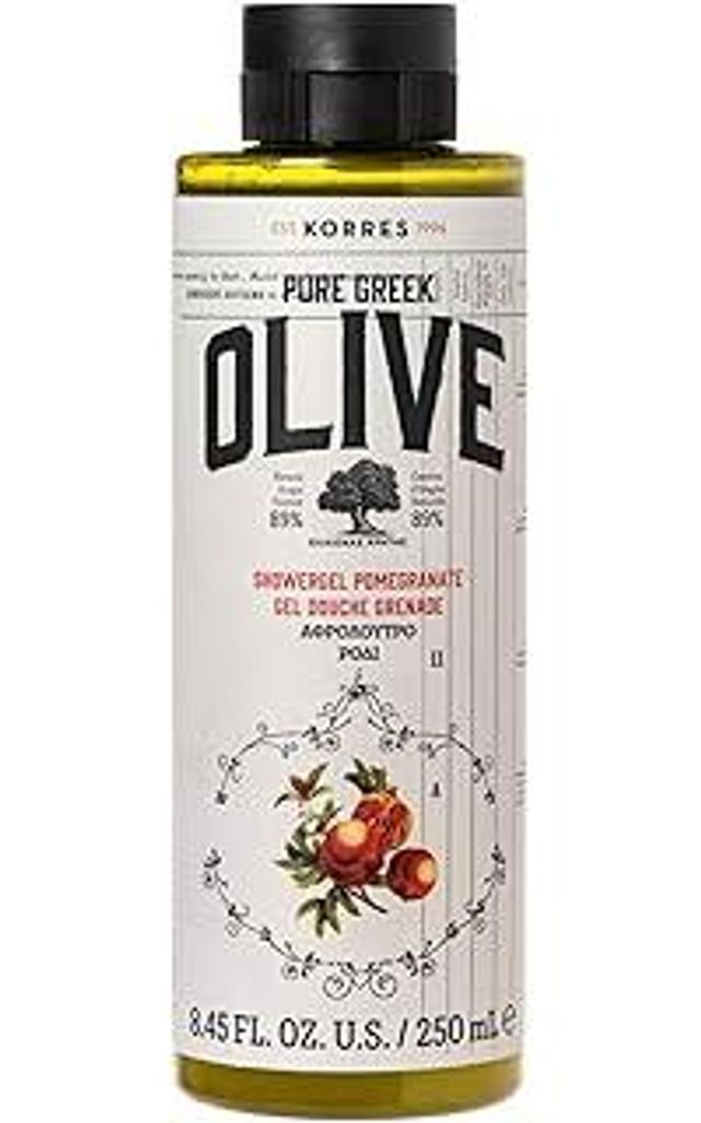KORRES Olive Pomegranate feuchtigkeitsspendendes Duschgel für geschmeidige Haut, mit extra nativem Olivenöl, vegan, 250 ml