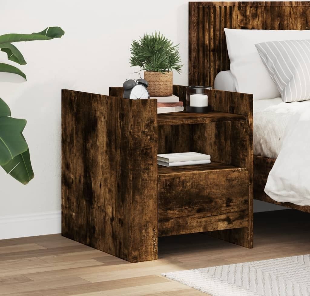 Maison Exclusive - Nachttisch Räuchereiche 45x50x50 cm Holzwerkstoff