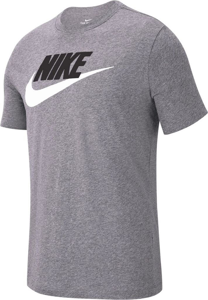 Nike T Shirt Herren Rundhals aus Baumwolle, Größe:S, Farbe:Grau