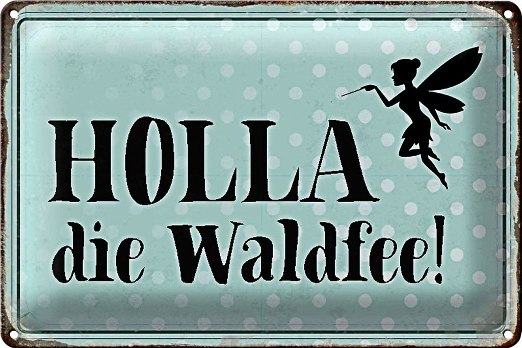 Blechschild Spruch 30x20cm Holla die Waldfee