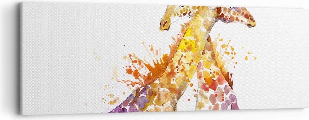 Bild auf Leinwand - Leinwandbild - Giraffen Tiere Kinder Safari - 90x30cm - Wand Bild - Wanddeko - Leinwanddruck - Bilder - Kunstdruck - Wanddekora...