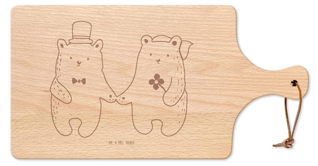 Mr. & Mrs. Panda Schneidebrett Bär Heirat - Transparent - Geschenk, Teddy, Frühstücksbrettchen, Brett, Verheiratet Heirate Hochzeit Hochzeitsges...