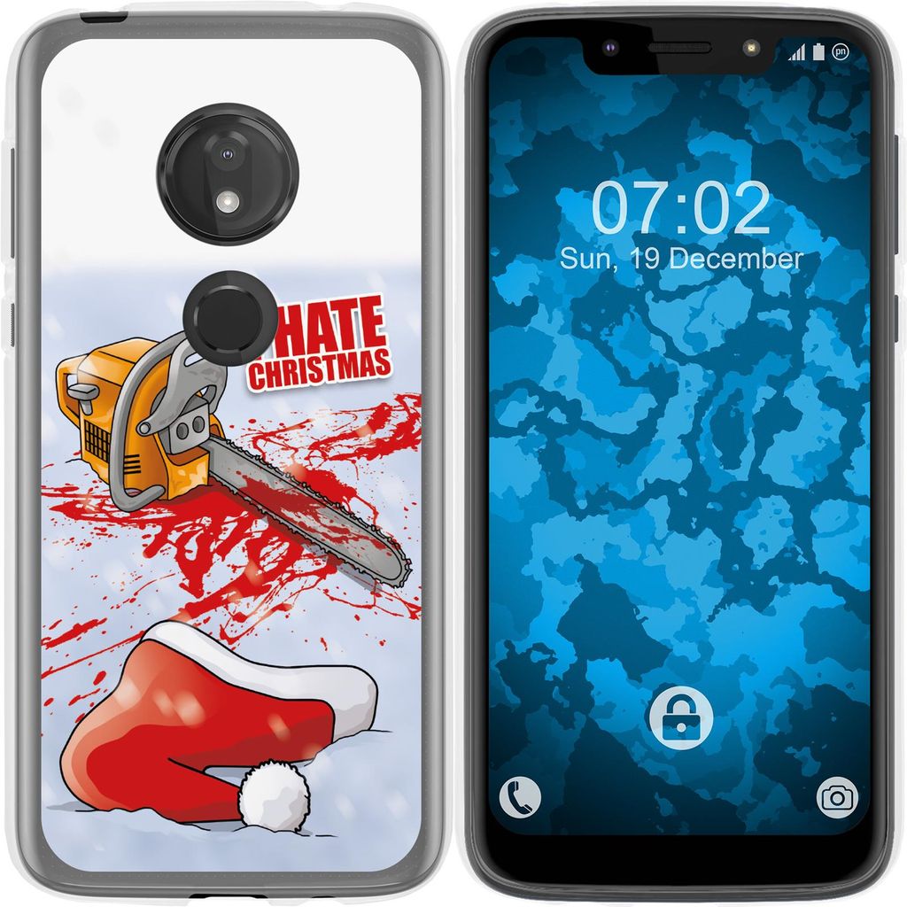 PhoneNatic Case kompatibel mit Motorola Moto G7 Play Silikon-Hülle X Mas Weihnachten Hate X-Mas M8