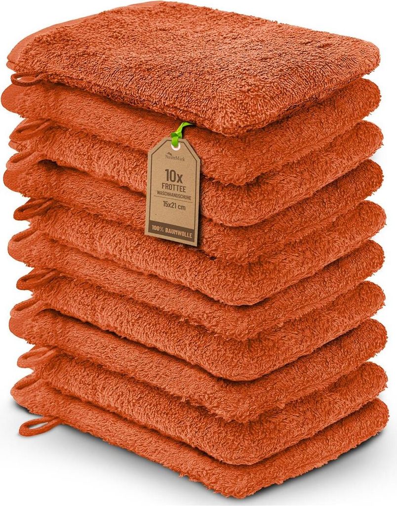 Frottier Waschhandschuhe 10er Pack 15x21cm, 100% Baumwolle, Produktbild 