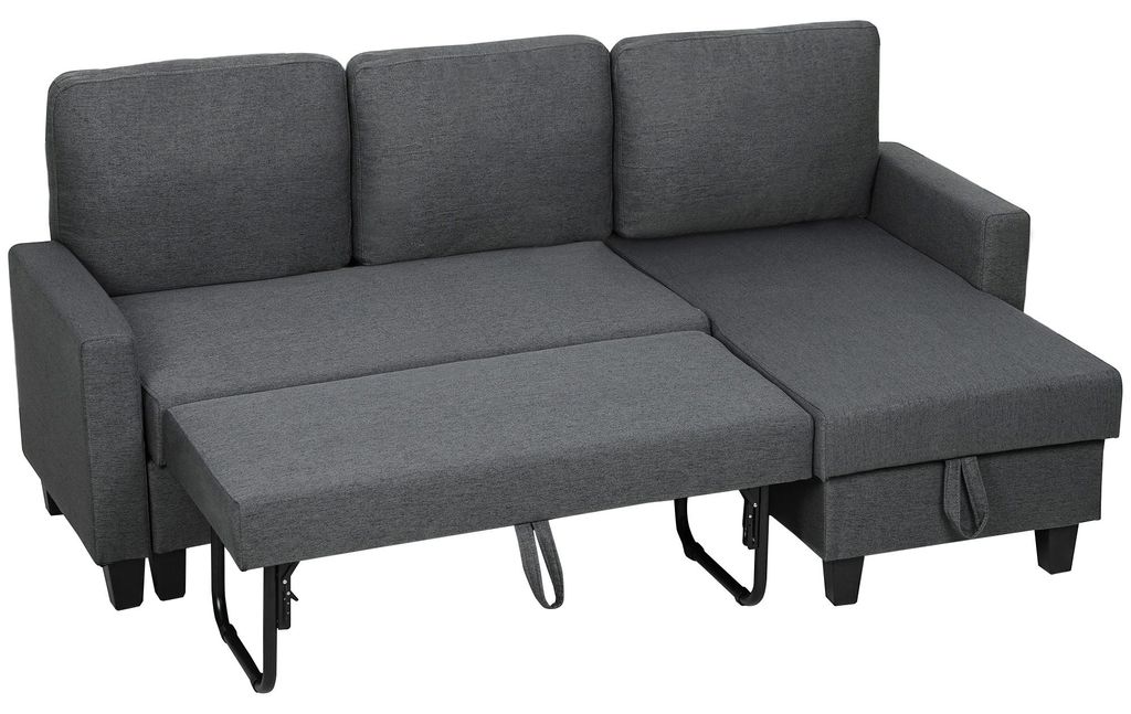 HOMCOM Ecksofa mit Schlaffunktion L-Form 3-Sitzer Sofa und Produktbild 
