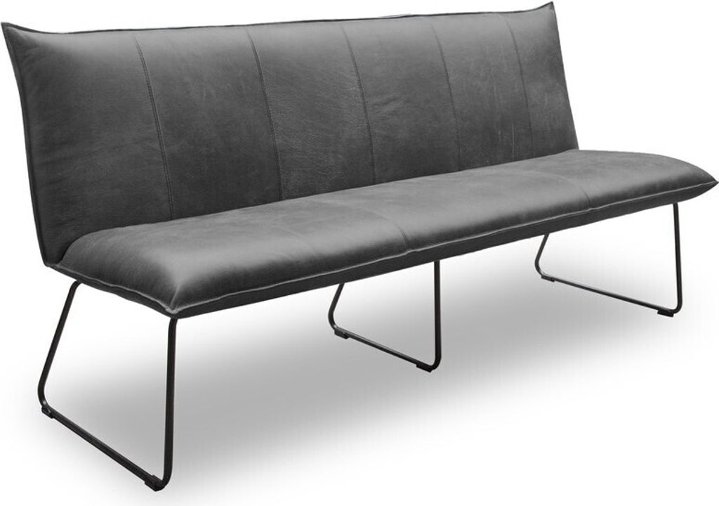 Esszimmerbank Bank 3,5-Sitzer Mabel Leder Schwarz