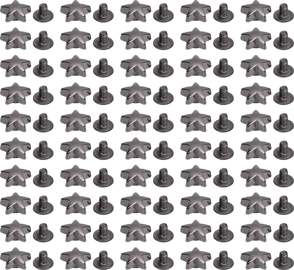 50 Sets Ledernieten Schrauben Set 10 mm Fünf spitzer Sternnieten 4,5 mm pH -Schraubkit für Ledercraft Bindung Schwarz