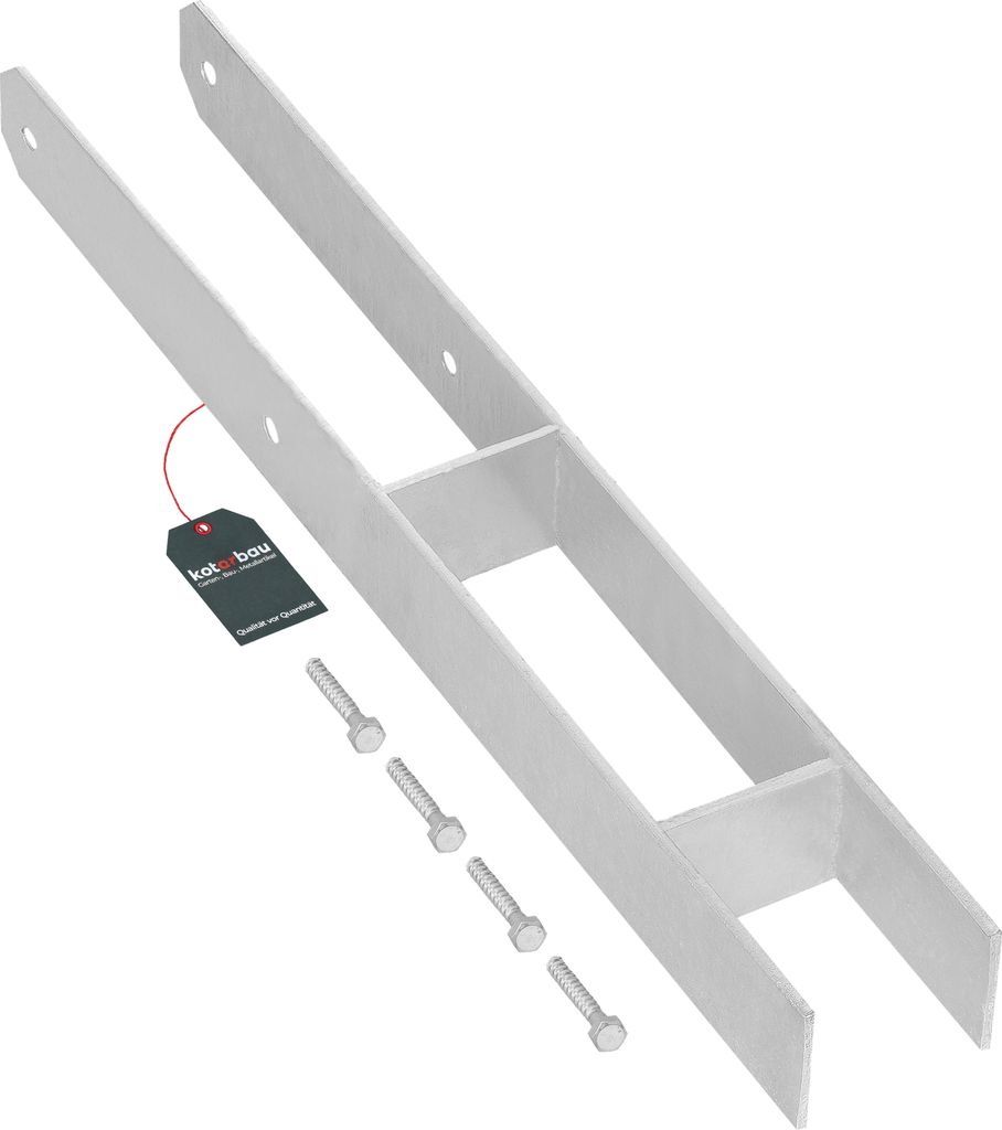 KOTARBAU H-Pfostenträger Feuerverzinkt für Beton Breite 71 mm Gesamthöhe 600 mm Materialstärke 5 mm für 70 mm Pfosten H-anker Pfostenanker z...