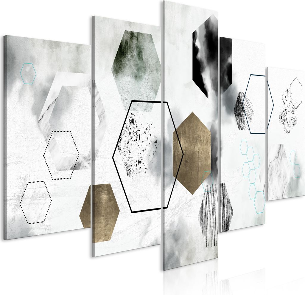 Leinwandbilder 200x100 cm a-A-0731-b-m Vlies Leinwandbild 5 tlg Kunstdruck modern Wandbilder XXL Wanddekoration Design Wand Bild ABSTRAKT GEOMETRIE
