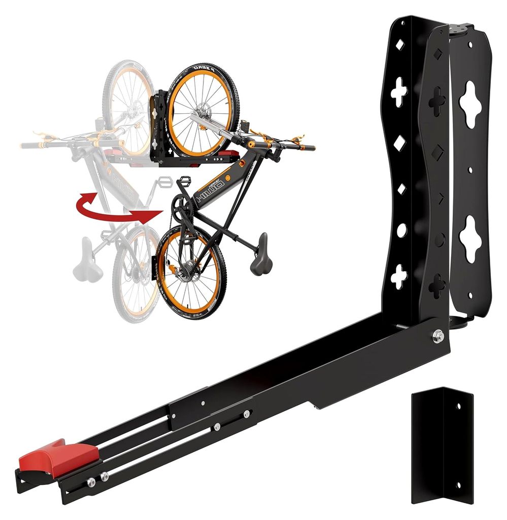 Schwenkbare Fahrrad Wandhalterung, Fahrradhalterung Wand platzsparender Fahrradständer für die Garage, einfaches Einhängen und Aushängen, kann ...