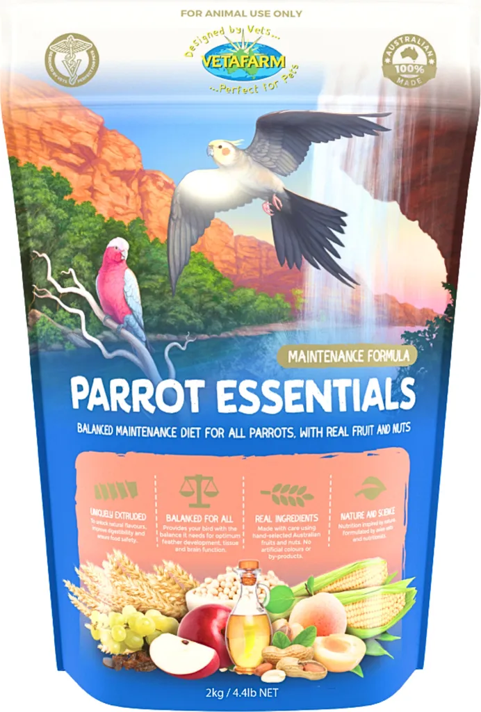 Vetafarm Parrot Essentials 2kg - Fini le Tri et les Carences d'Oiseaux