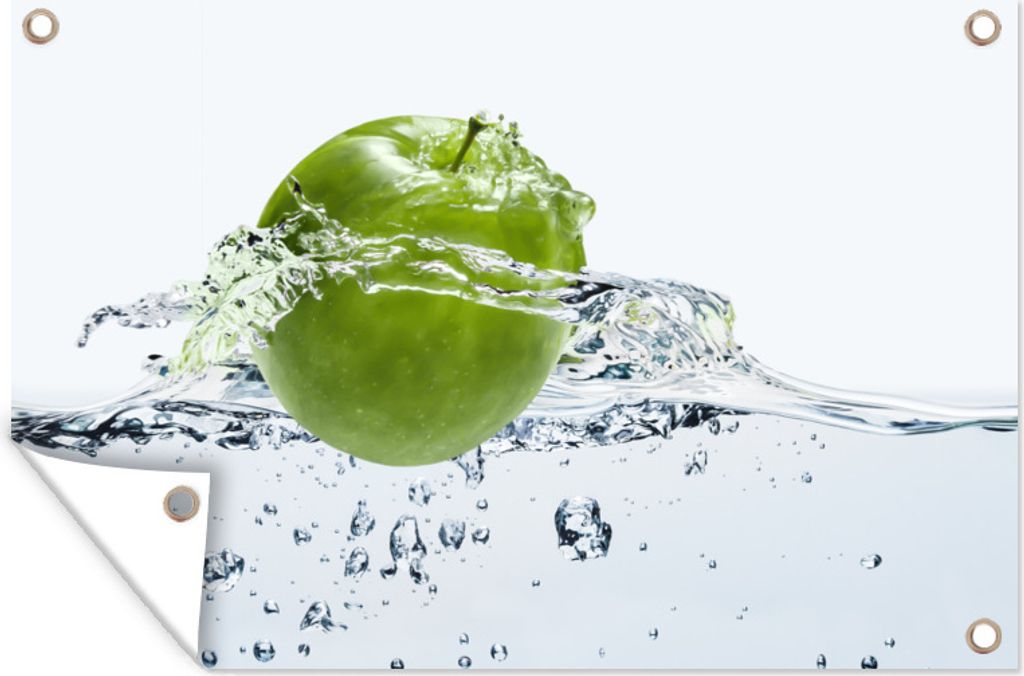 MuchoWow 120x80 cm Outdoor-Poster Gartendeko Sichtschutz Garten Poster für den Garten Apfel - Wasser - Klar