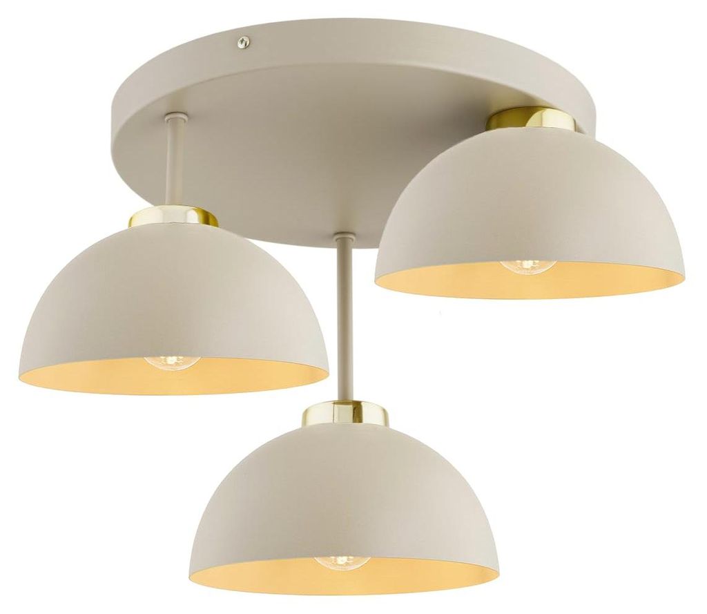 KAR LIGHTING Deckenlampe 3-flammig Beige – Moon Ecru Kaschmir Leuchte aus Metall – E27 Lampen für Wohnzimmer, Esszimmer oder Küche – LED ge...