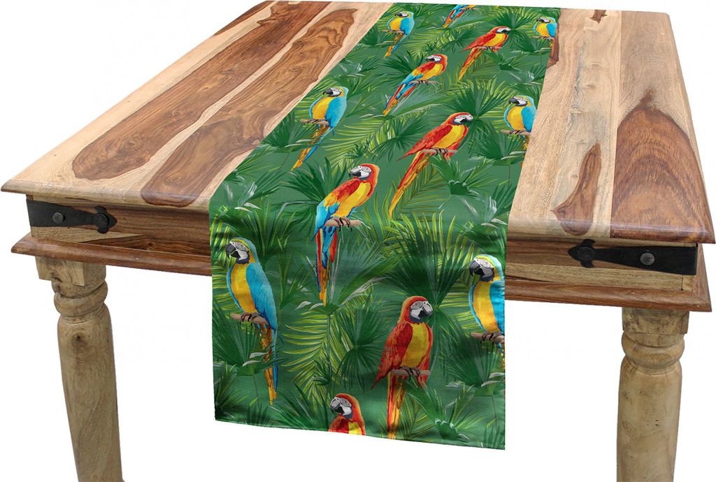 ABAKUHAUS Urwald Tischläufer, Regenwald mit Parrot Vögel, Esszimmer Küche Rechteckiger Dekorativer Tischläufer, 40 x 300 cm, Mehrfarbig
