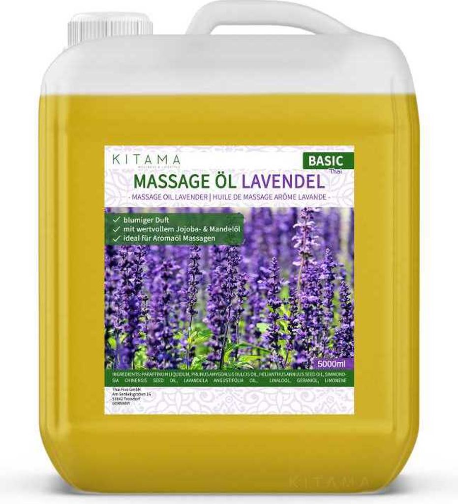 Kitama Aroma Massageöl Lavendel 5-Liter 5L I Pflegendes Produktbild