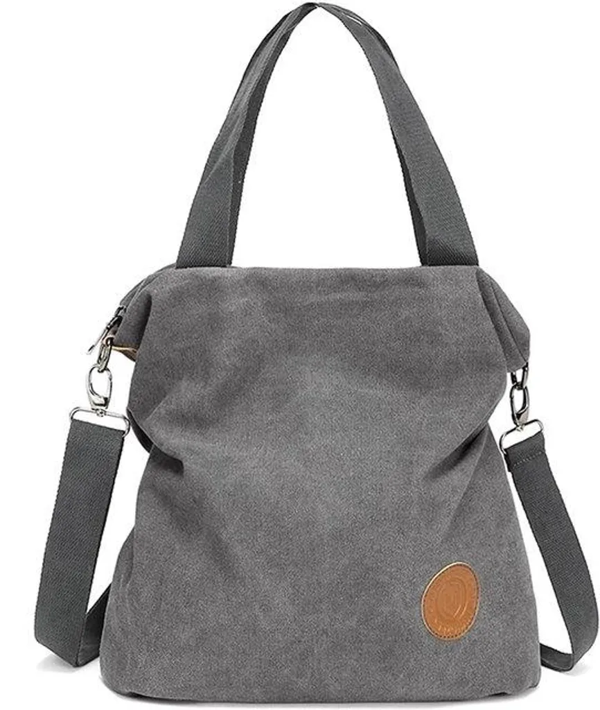 Sac à main gris canvas pour femme chic avec bandoulière réglable