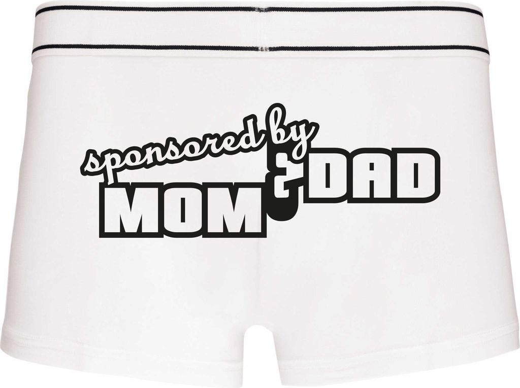 Boxershorts - Mann - Boxer-0024-man-white-h-XXL - weiß - XXL - hinten - Sponsored by mum and dad - lustiges Motiv - Spruch - Unterwäsche - Unterh...