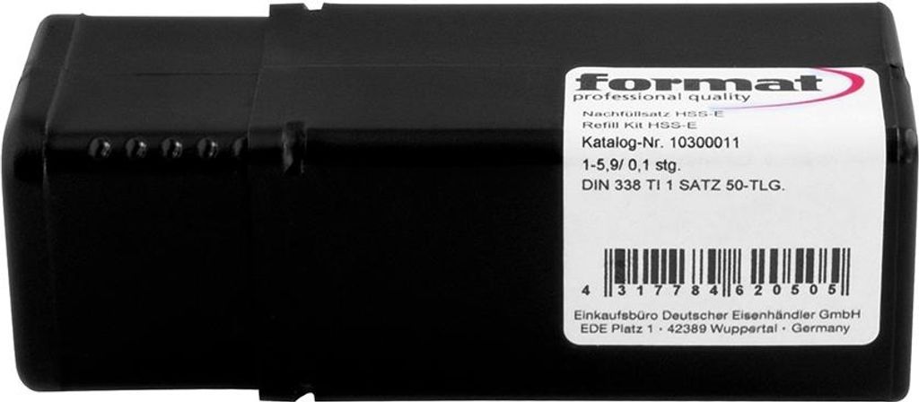 FORMAT Spiralbohrer-Nachfüllset DIN338 HSSE geschliffen Typ N, Typ TI 1-13mm, Beschichtung:blank, Satzinhalt Ø h8:1 - 10,5 mm
