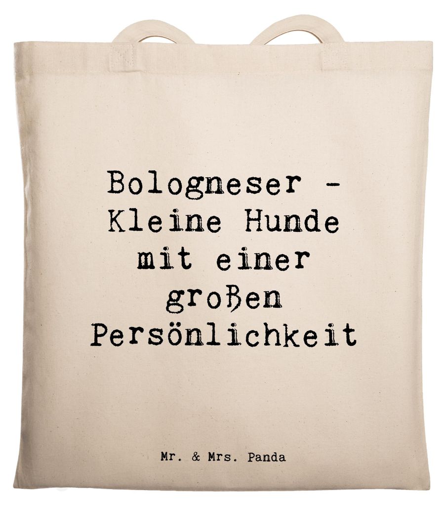 Mr. & Mrs. Panda Beutel Spruch Bologneser Charakterstark - Transparent - Geschenk, Tote Bag, Tasche, weiches weißes Fell, enge Bindung, Laptoptasc...