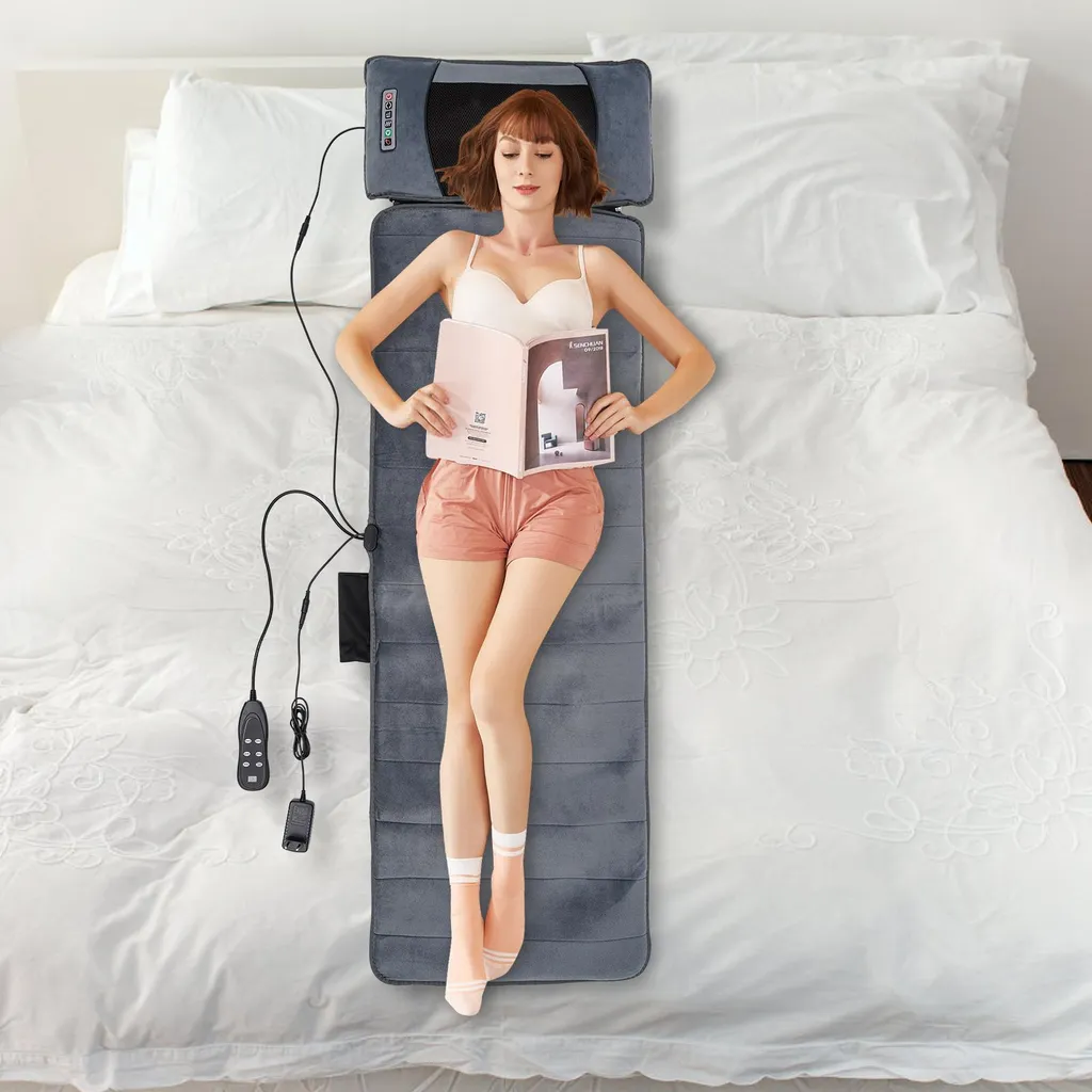 Coussin massant chauffant gris avec appui cervical détachable modulable - 3