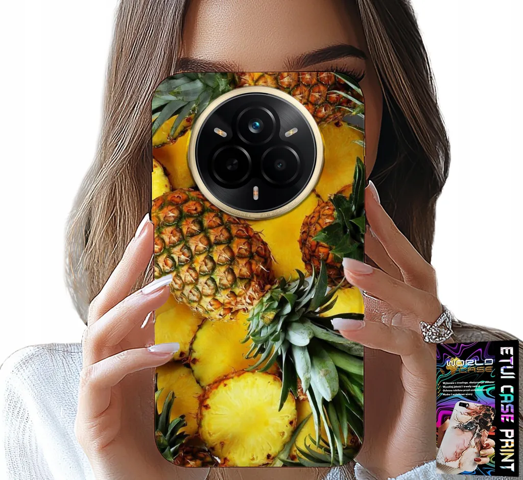Custodia Ananas per Realme 14 Pro+ 5G + Pellicola Vetro Temperato 9H