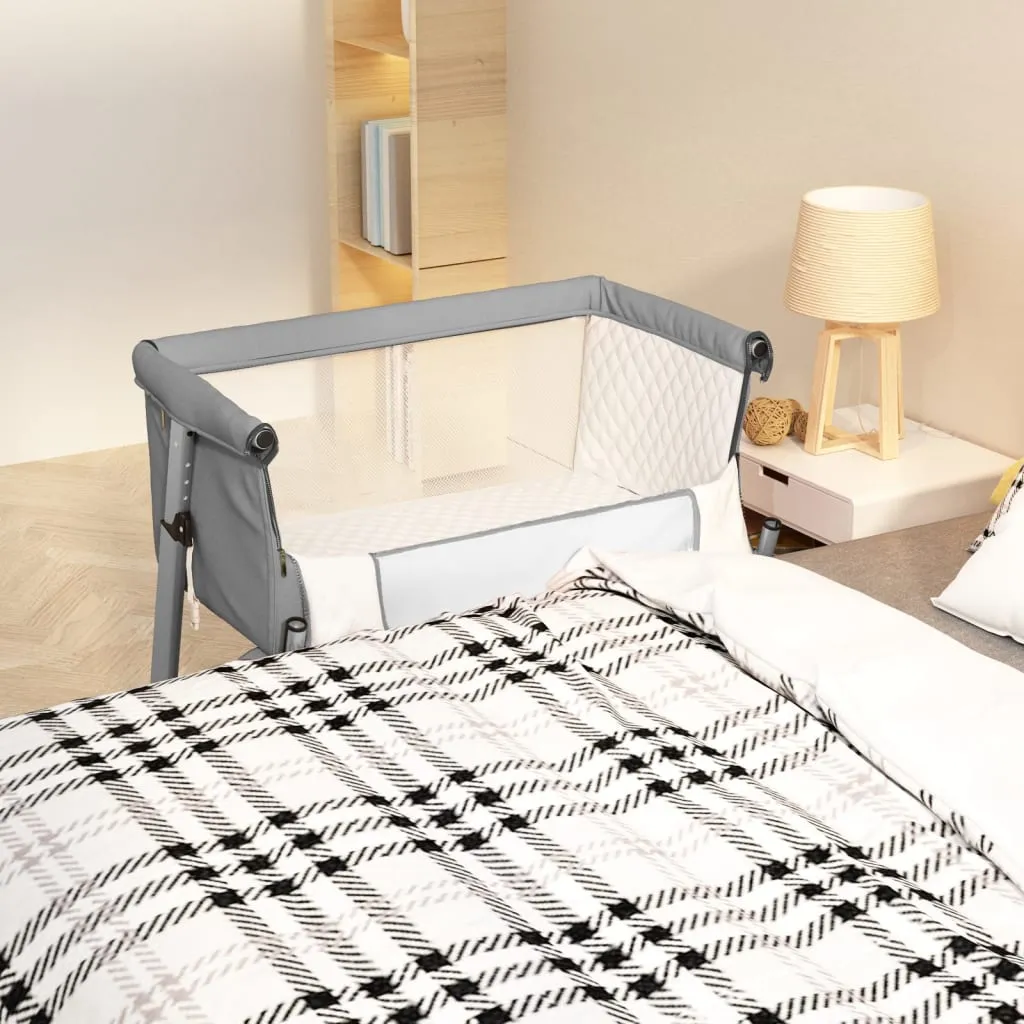Lit Bébé Complet avec Matelas Confortable Gris Clair en Lin vidaXL - 2