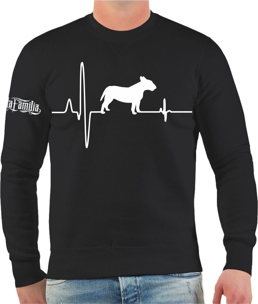 Herren Sweatshirt Bullterrier Herzschlag