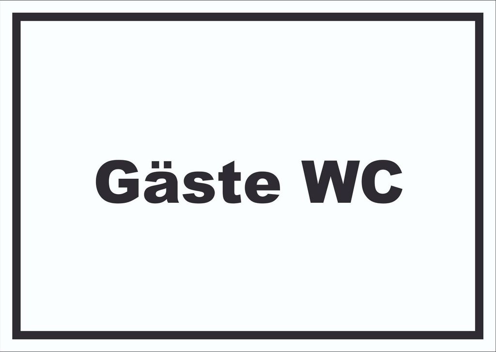 Gäste WC Schild mit Text Toilette waagerecht A6 Rückseite selbstklebend