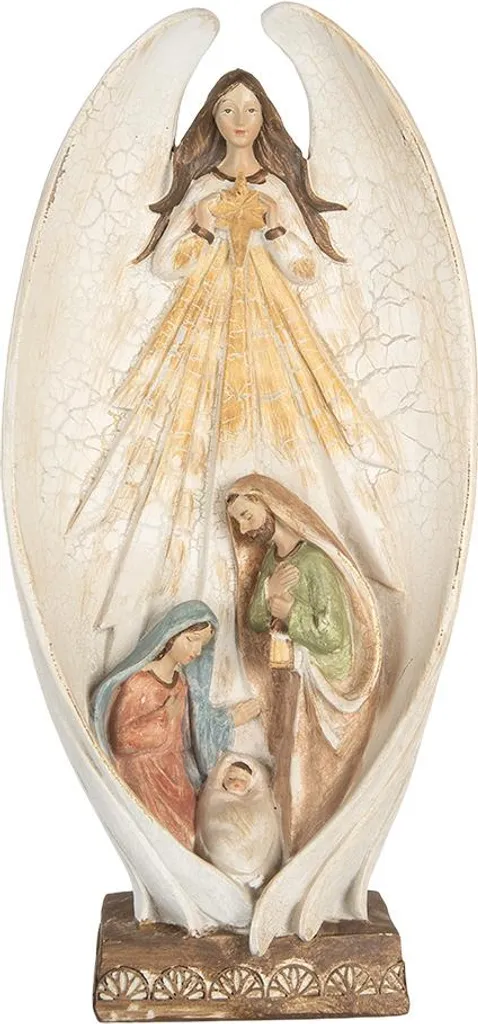 Grande Décoration de Noël Ange Beige 19x10x40 cm pour Salon et Entrée