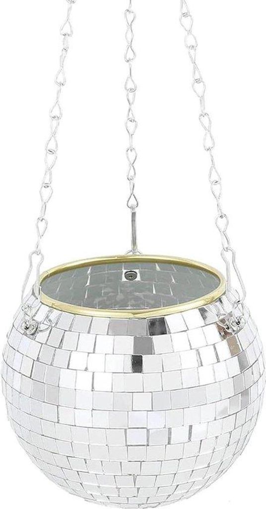 Hängeplanter Discobal 15 cm mit Kette für Innenraumdeko - Silber
