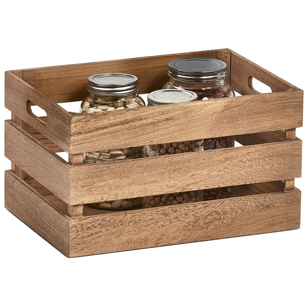 Bac de rangement vintage ZELLER en bois massif 35x25x20 cm robuste