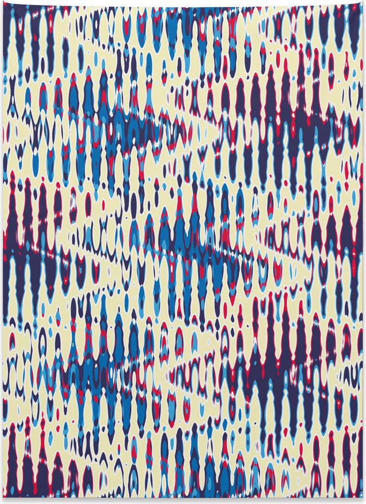 Abakuhaus Blau Wandteppich, Refraktierte Wellen abstrakt aus Weiches Mikrofaser Stoff Kein Verblassen Klare Farben Waschbar, 110 x 150 cm, Beige Ro...
