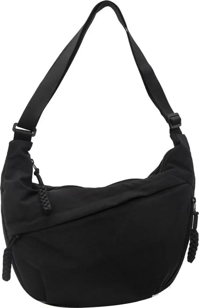 Borsa hobo con tracolla logata Donna, Nero | Milano