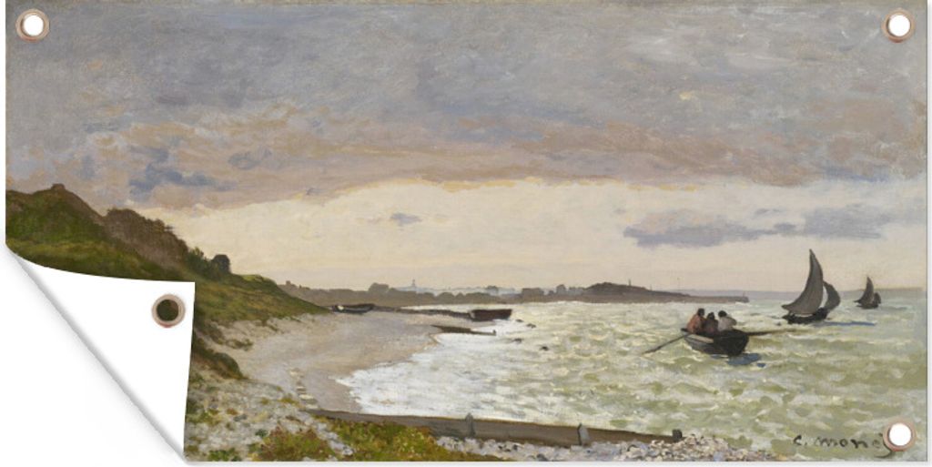 MuchoWow 80x40 cm Outdoor-Poster Gartendeko Sichtschutz Garten Poster für den Garten Die Küste von Sainte-Adresse - Gemälde von Claude Monet