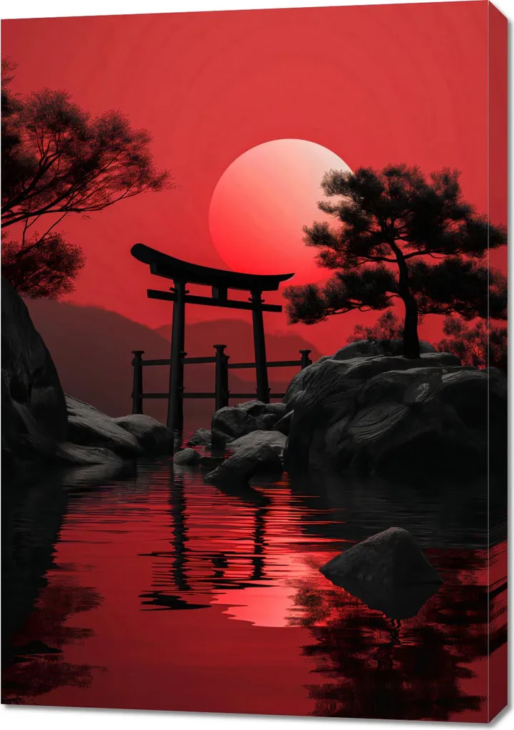 Grand poster pour mur vide Temple du silence 70x100 cm art zen