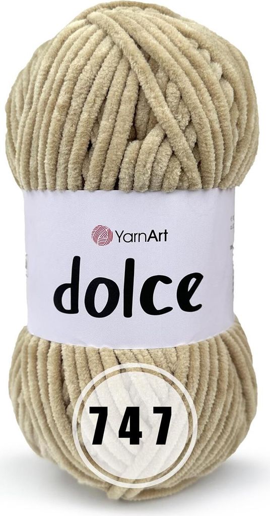 A ball of beige yarn with a label.